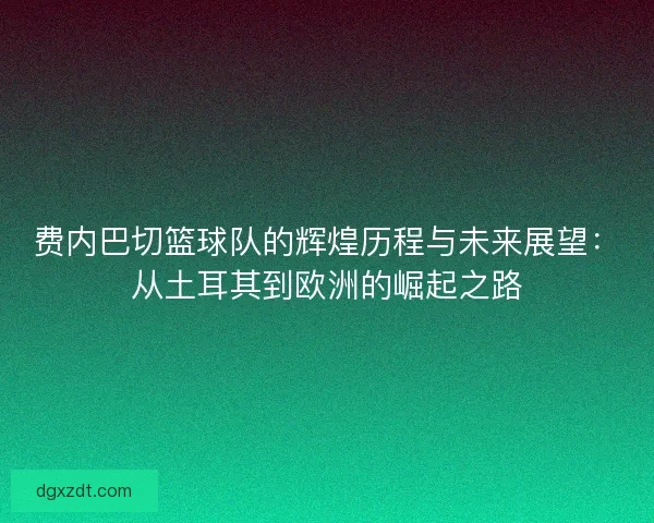 费内巴切篮球队的辉煌历程与未来展望：从土耳其到欧洲的崛起之路